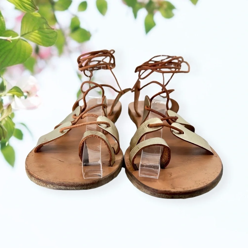 ANCIENT Greek Sandals Lace Up Gladiators - Picture 9 of 12